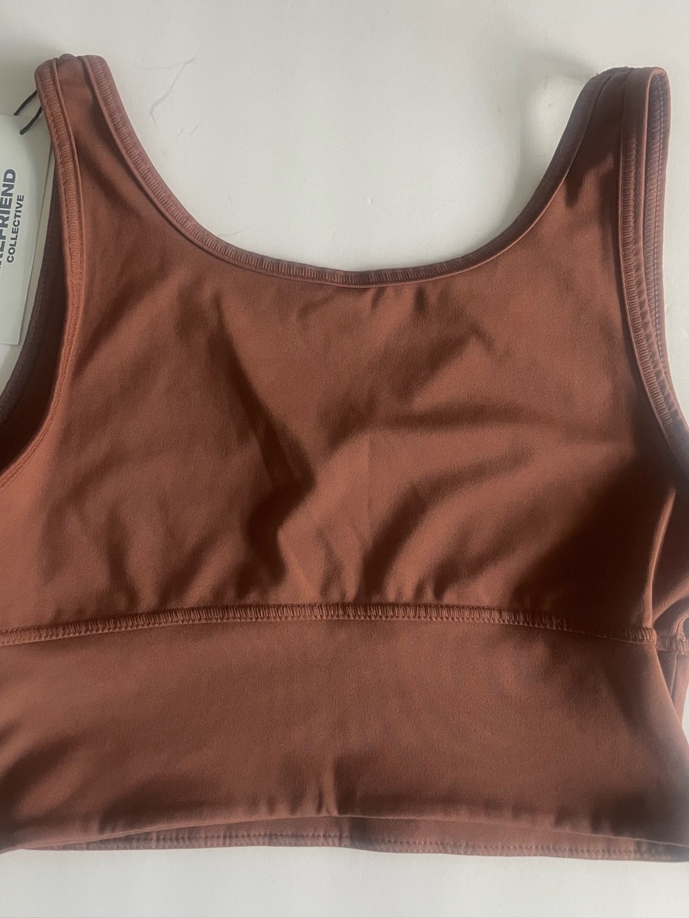 Girlfriend Collective Tan Longline Sports Bra Crop Top M NWT